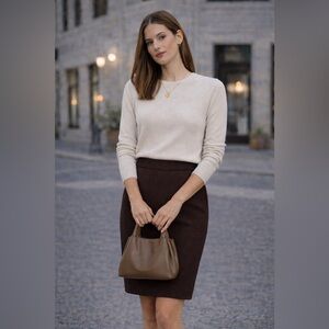 Marlowe Designer Wool Blend Pencil Skirt Chocolate Brown Size 38 Classic luxury